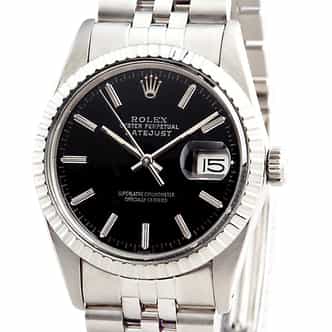 Mens Rolex Stainless Steel Datejust Watch Ref 16030 with Black Dial (SKU B16030111MT)