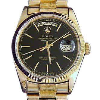 Mens Rolex 18K Gold Day-Date President Watch with Black Dial (SKU B5507779MT)