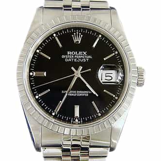 Mens Rolex Stainless Steel Datejust Black 16220 (SKU BE768122MT)