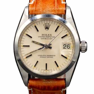 MidSize 31mm Rolex Stainless Steel Datejust Watch Silver Dial 6824 (SKU 6824LEBRMT)