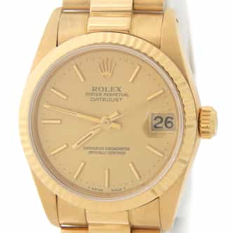 Mid Size Rolex 18K Yellow Gold Datejust President Champagne  68278 (SKU 8328963AMT)