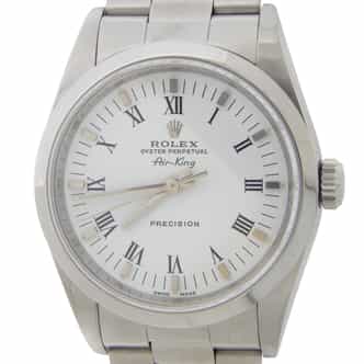 Mens Rolex 14000M Stainless Steel Air-King Watch White Roman Dial (SKU D499912AMT)