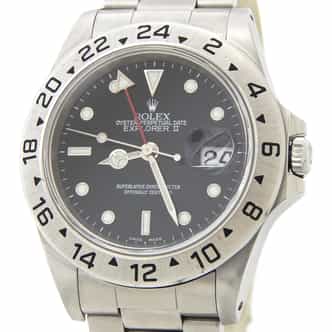 Mens Rolex 16570 Stainless Steel Explorer II Watch with Black Dial (SKU A461187AMT)
