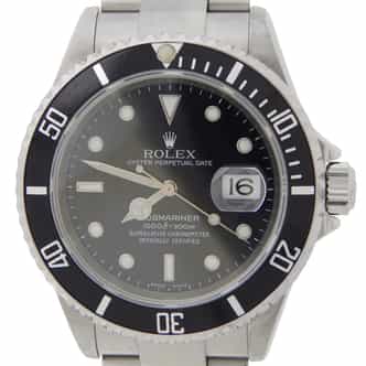 Mens Rolex Stainless Steel Submariner Watch 16610T with Black Dial and Bezel (SKU F184510AMT)