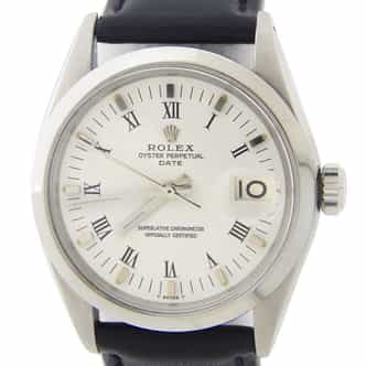 Mens Rolex Stainless Steel Date Watch Ref. 1500 with White Roman Dial (SKU 2184322BLKLAMT)