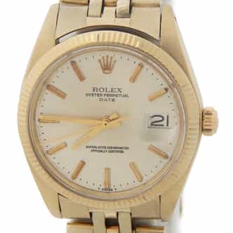 Mens Rolex 14K Yellow Gold Date Watch Silver Dial 1503 (SKU 1503SLVRMT)