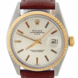 Mens Rolex Two-Tone Date Watch Model 1505 with Silver Dial (SKU 5845404BRAMT)