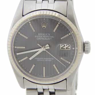 Mens Rolex Stainless Steel Datejust Watch 16014 with Slate Tapestry Dial (SKU 8295963AMT)