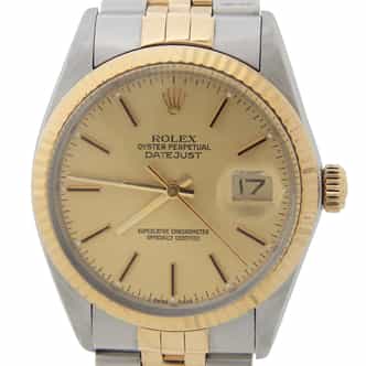 Mens Rolex Two-Tone Datejust Watch 16013 with Champagne Dial (SKU R331180AMT)