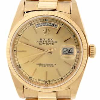 Mens Rolex 18K Gold Day-Date President Gold Champagne Dial 18038 (SKU 8198863AMT)