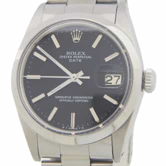 Mens Rolex Stainless Steel Date Watch Model Ref. 1500 with Black Dial (SKU 1456347AMT)