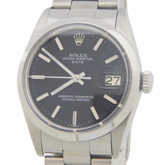 Mens Rolex Stainless Steel Date Watch Model Ref. 1500 with Black Dial (SKU 1456347AMT)