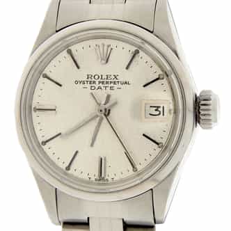 Ladies Rolex Date Ref. 6516 Stainless Steel Watch Silver Linen Dial (SKU 2414686LAMT)