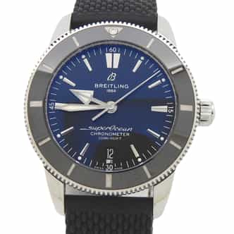 Mens 46mm Breitling Super Ocean Automatic Watch with Blue and Dial Rubber Strap (SKU E76321AMT)