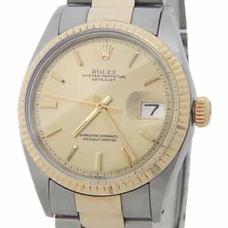 Mens Rolex Two-Tone Yellow Gold/ Stainless Steel Datejust Champagne Dial 1601 (SKU 2759434AMT)