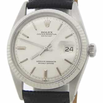 Mens Rolex Stainless Steel Datejust Watch Silver Linen Dial 1601 (SKU 3331925BLAMT)