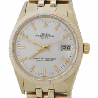 Mens Rolex 14K Yellow Gold Date Silver Dial 15037 (SKU 6719555AMT)