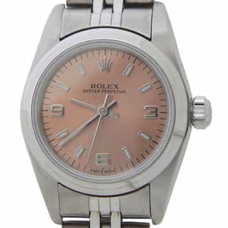 Ladies Rolex Stainless Steel Oyster Perpetual Watch with Salmon Dial 76080 (SKU A275287AMT)