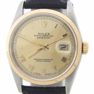 Mens Rolex Two-Tone 18K/SS Datejust Watch Champagne Roman Dial 16203 (SKU E512573AMT)