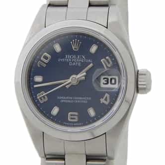 Ladies Rolex Stainless Steel Date Watch 69160 Blue Arabic Dial (SKU T712735BLAMT)