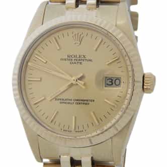 Mens Rolex 14K Yellow Gold Date Champagne Dial 15037 (SKU 9648283JAMT)