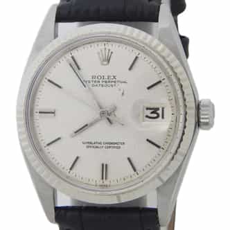 Mens Rolex Stainless Steel Datejust Watch Silver Linen Dial 1601 (SKU 2525179AMT)