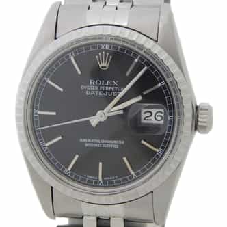 Mens Rolex Stainless Steel Datejust Watch Ref 16030 with Black Dial (SKU 7115241AMT)