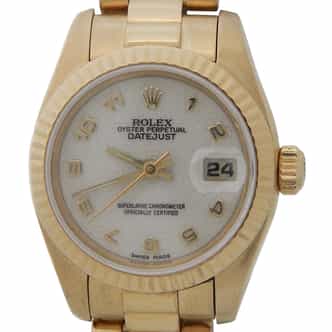 Ladies Rolex 18K Yellow Gold Datejust President Ivory Dial 179178 (SKU K890517AAMT)
