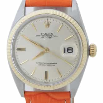 Mens Rolex Two-Tone Datejust 1601 Watch with Silver Dial (SKU 908683AMT)