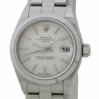 Ladies Rolex Stainless Steel Date Silver Tapestry Dial 79160 (SKU F507112AMT)