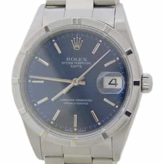 Mens Rolex Stainless Steel Date Watch Blue Dial 15210 (SKU F763989AMT)