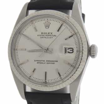 Mens Rolex Stainless Steel Datejust Watch Silver Linen Dial 1601 (SKU 1277158DAMT)