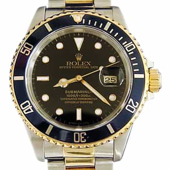 Mens Rolex Two-Tone Submariner Watch Black 16613 (SKU 16613BLACKMT)