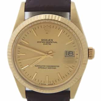 Mens Rolex 14K Yellow Gold Date Champagne 15037 (SKU 9648283BAMT)