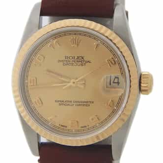 Mid Size Rolex Two-Tone 18K/SS Datejust 68273 Champagne Arabic Dial (SKU S195952AMT)