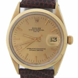 Mens Rolex 14K Gold Shell Date Watch Gold Champagne Dial 1550 (SKU 3545511AMT)