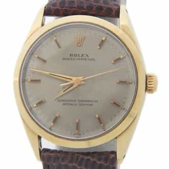Mens Rolex 14K Gold Shell Oyster Perpetual Slate Gray Dial 1024 (SKU 1271276AMT)