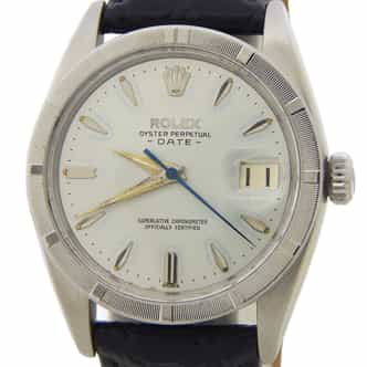 Vintage 1501 Mens Rolex Stainless Steel Date Watch with Black Strap (SKU 604230AMT)