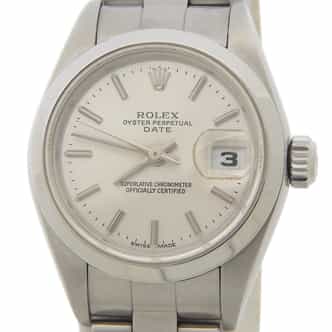 Ladies Rolex Stainless Steel Date Watch with Silver Stick Dial 79160 (SKU F257043AMT)