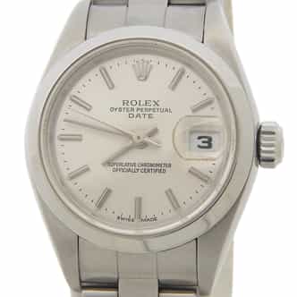 Ladies Rolex Stainless Steel Date Watch with Silver Stick Dial 79160 (SKU F257043AMT)