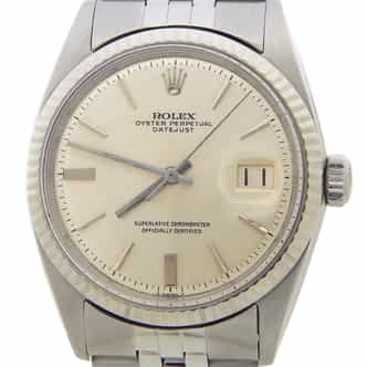 Mens Rolex Stainless Steel Datejust 1601 Watch with Silver Dial (SKU 1448399AMT)