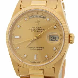Mens Rolex 18K Gold Day-Date President Champagne Diamond 18238 (SKU 18238FPAMT)