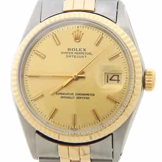 Mens Rolex Two-Tone Datejust Ref. 1601 Watch with Champagne Dial (SKU 2957562AMT)