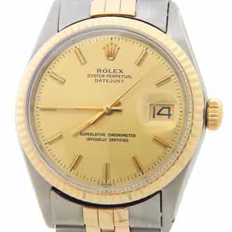 Mens Rolex Two-Tone Datejust 1601 Watch with Gold Champagne Dial (SKU 2957562AMT)