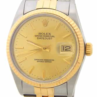 Mens Rolex 2Tone Datejust 16013 Watch with Gold Champagne Dial (SKU 8983114AMT)