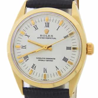 Mens Rolex 14K Gold Shell Oyster Perpetual White Roman Dial 1024 (SKU 1274526LAMT)