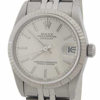 Mid Size Rolex Stainless Steel Datejust Watch with Silver Stick Dial 68274 (SKU L502493AMT)