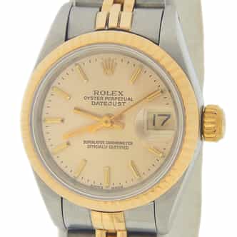 Ladies Rolex Two-Tone 18K/SS Datejust Watch Champagne Dial 69173 (SKU 69173FPAMT)