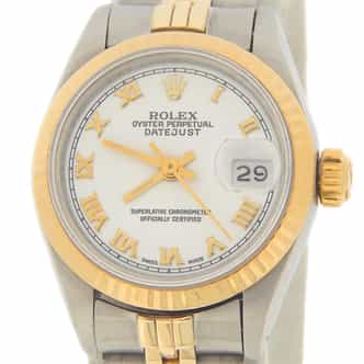 Ladies Rolex Two-Tone Datejust Watch White Roman Dial 69173 (SKU 69173FPWAMT)