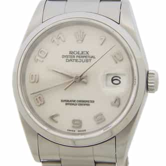 Mens Rolex Stainless Steel Datejust Watch with Ivory Anniversary AKA Jubilee Dial 16200 (SKU F233580AMT)